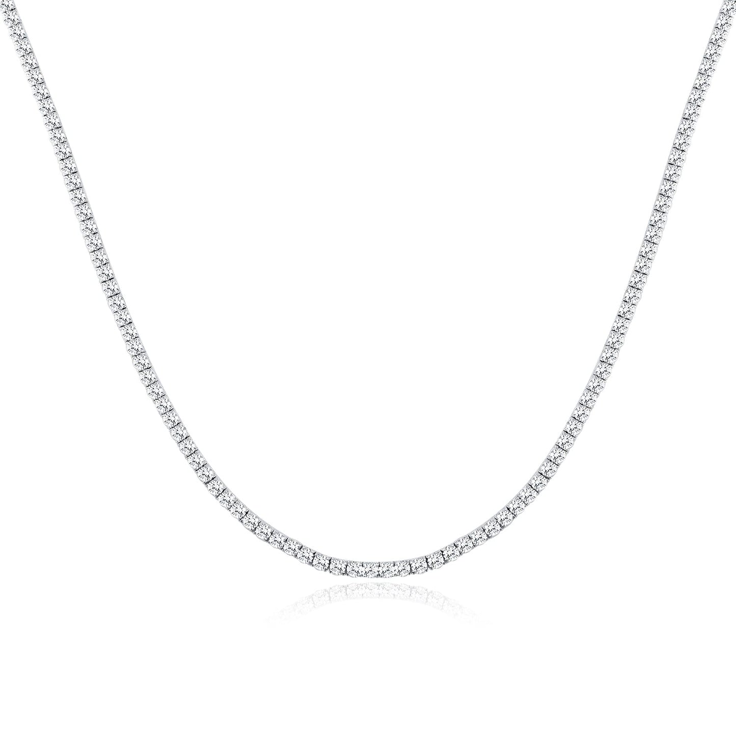 TIKJE Tennis Necklace 925 Sterling Silver| 3mm-6mm Cubic Zirconia Round Cut Faux Diamond Tennis Chain for Women and Men 16-24inches Valentine's Day Gift