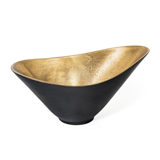 15" Black And Gold Aluminum Decorative Bowl-1