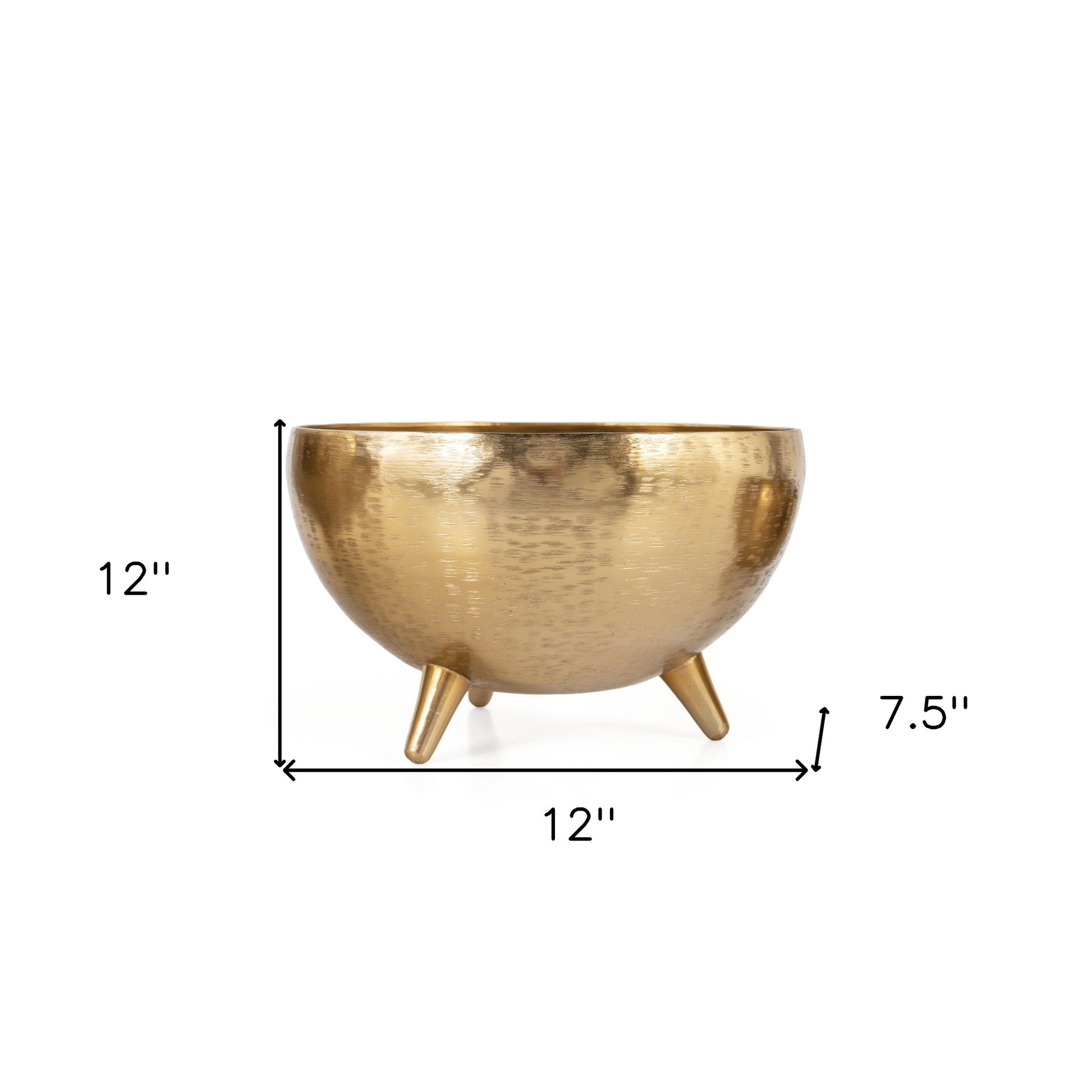 Set of Three Gold Metal Decorative Footed Bowls-8