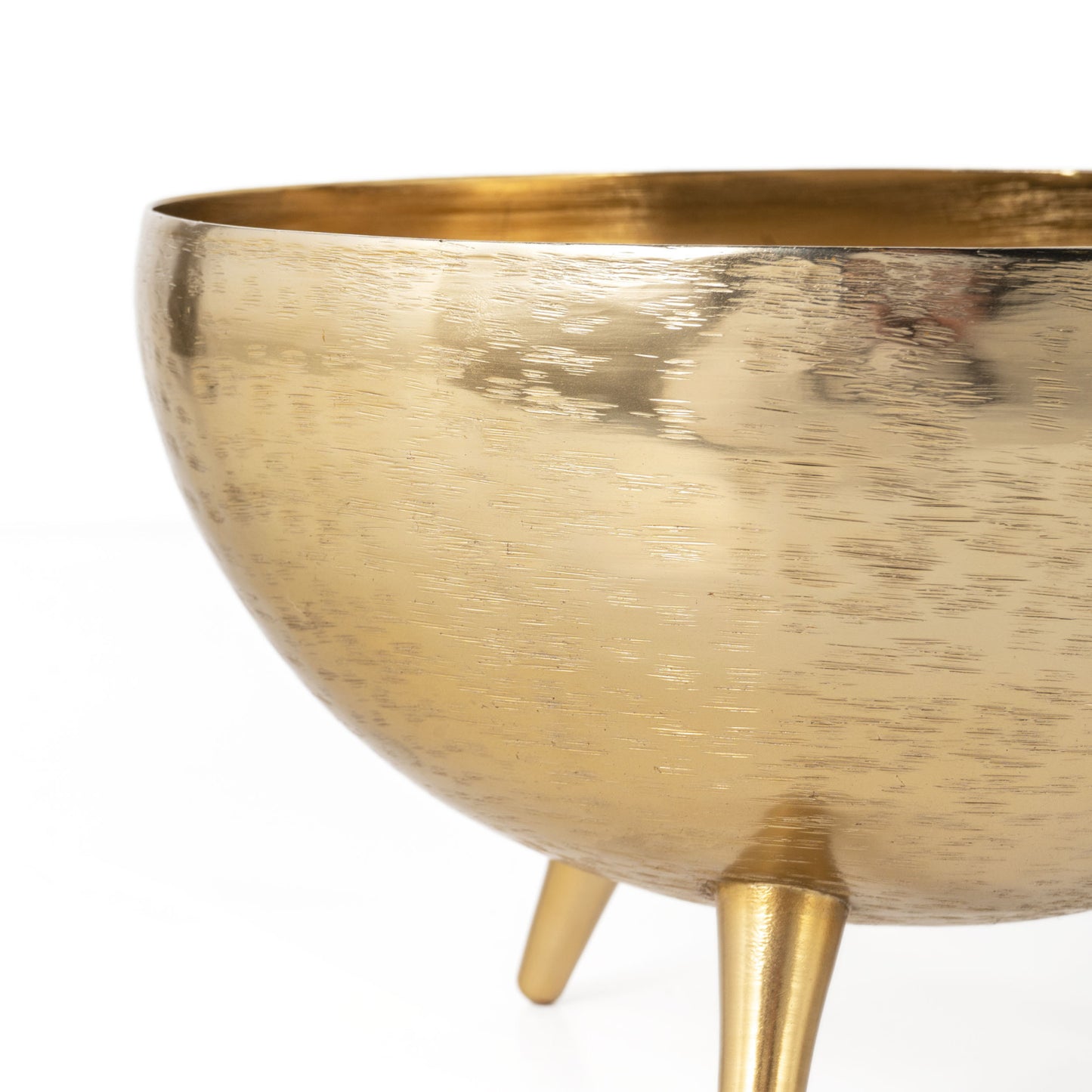 Set of Three Gold Metal Decorative Footed Bowls-6