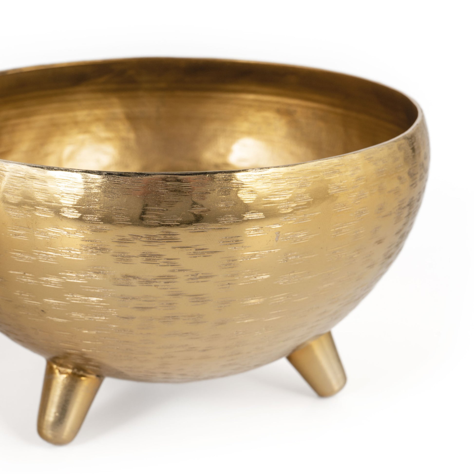 Set of Three Gold Metal Decorative Footed Bowls-4