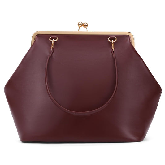 Large Women's Kiss Lock Bag PU Medium Top Handle Handbags Kiss Clasp Shoulder Bags Tote Purse Messenger Clutch