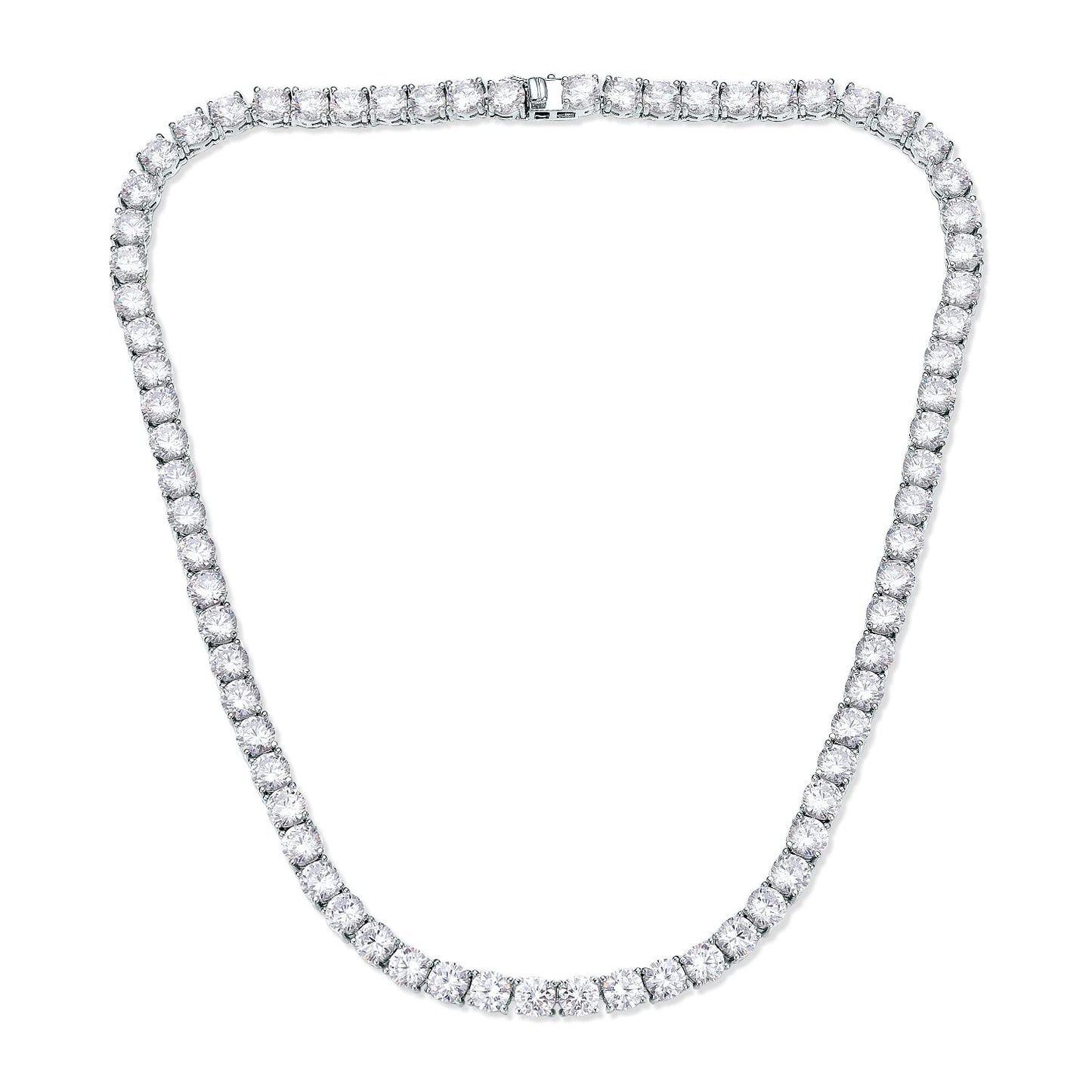 TIKJE Tennis Necklace 925 Sterling Silver| 3mm-6mm Cubic Zirconia Round Cut Faux Diamond Tennis Chain for Women and Men 16-24inches Valentine's Day Gift