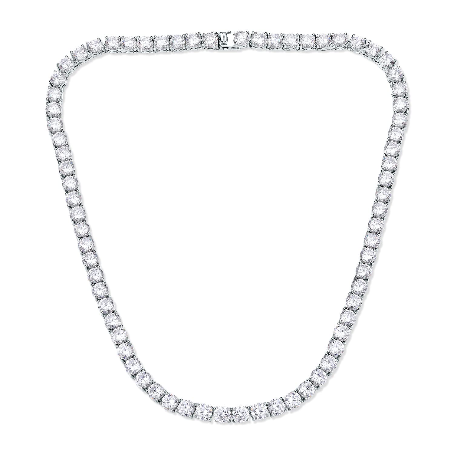 TIKJE Tennis Necklace 925 Sterling Silver| 3mm-6mm Cubic Zirconia Round Cut Faux Diamond Tennis Chain for Women and Men 16-24inches Valentine's Day Gift