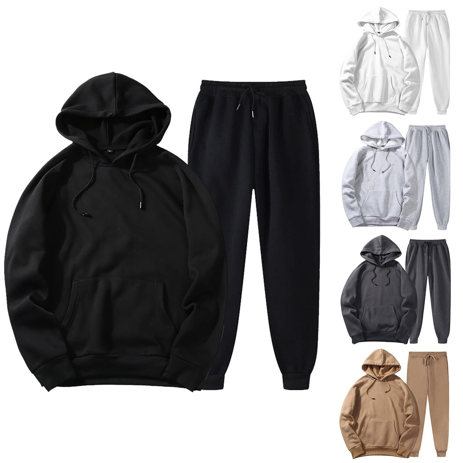 Unisex 2 PC Sweatsuit Set Men Women Oversized Long Sleeve Hoodie Pullover Sweatshirt Tracksuit Jogger Sweatpants
