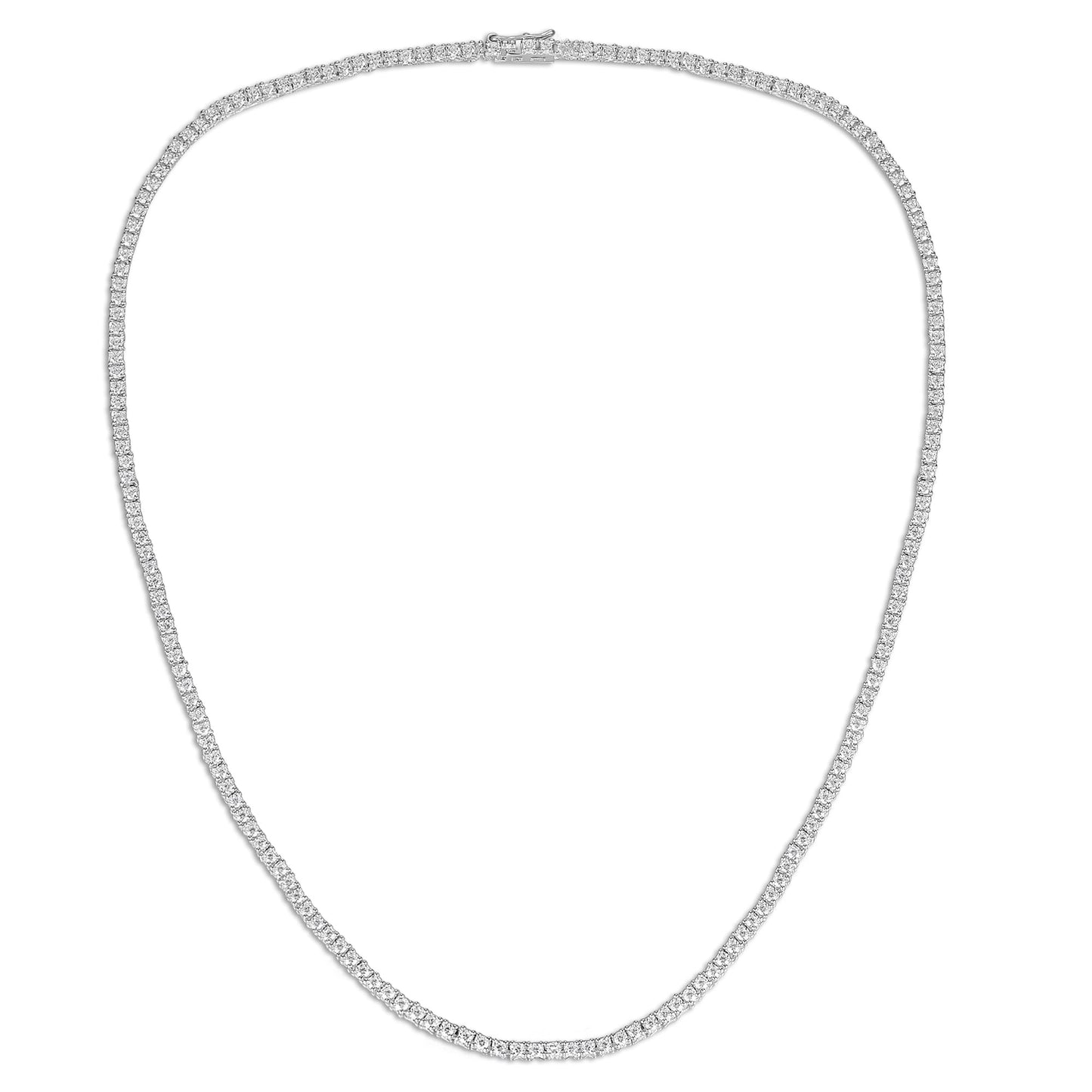 TIKJE Tennis Necklace 925 Sterling Silver| 3mm-6mm Cubic Zirconia Round Cut Faux Diamond Tennis Chain for Women and Men 16-24inches Valentine's Day Gift