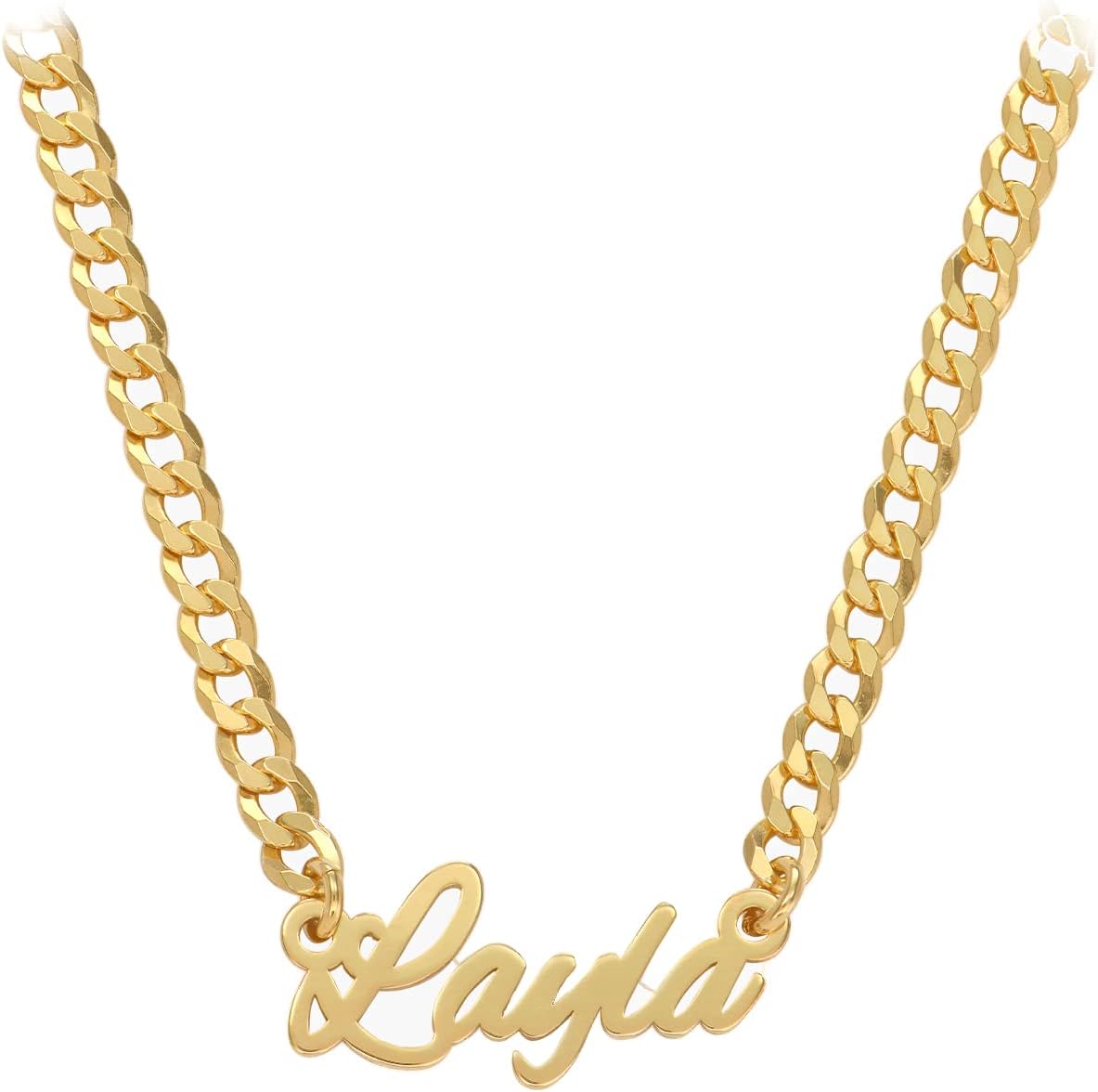 OAK & LUNA - Personalized Name Necklace With Bold Curb Chain - Custom Jewelry for Her, Woman / 925 Sterling Silver, 18K Gold Vermeil/Gift For Birthday, Anniversary