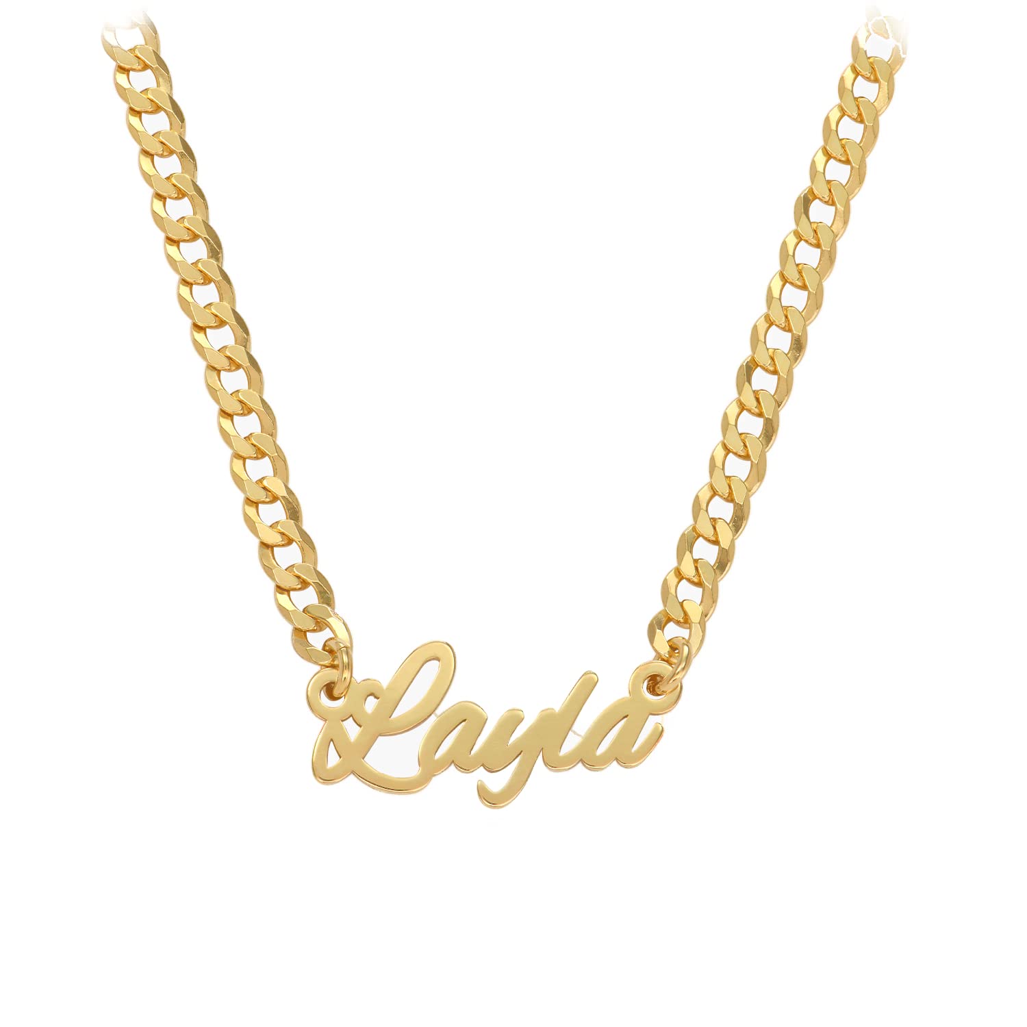 OAK & LUNA - Personalized Name Necklace With Bold Curb Chain - Custom Jewelry for Her, Woman / 925 Sterling Silver, 18K Gold Vermeil/Gift For Birthday, Anniversary