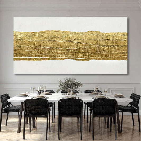Kureful Abstract Wall Paintings Simple Canvas Wall Art Gold Wall Decor 29"x58" Large Pictures for Living Room Office Decorations