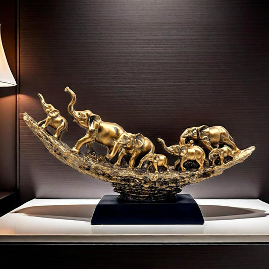 Elephant Herd with Babies Statue Elephants Family Frgurines Sculpture for Home Office Living Room Desktop Decoration Figurines Indoor Feng Shui Decor Bronze