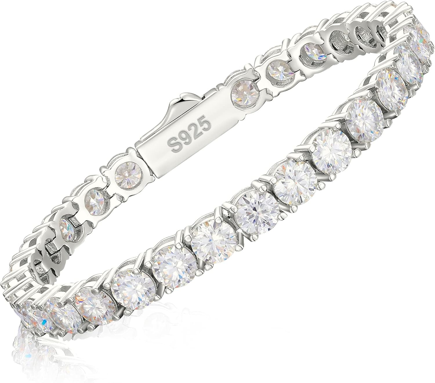 TUHE Moissanite Tennis Bracelet for Women Men 1.92-2.52Carats Moissanite Bracelet 18K White/Yellow Gold Plated 925 Sterling Silver Bracelets 2MM D Color VVS1 Round Brilliant Cut Bracelets 6.5-8.5Inch