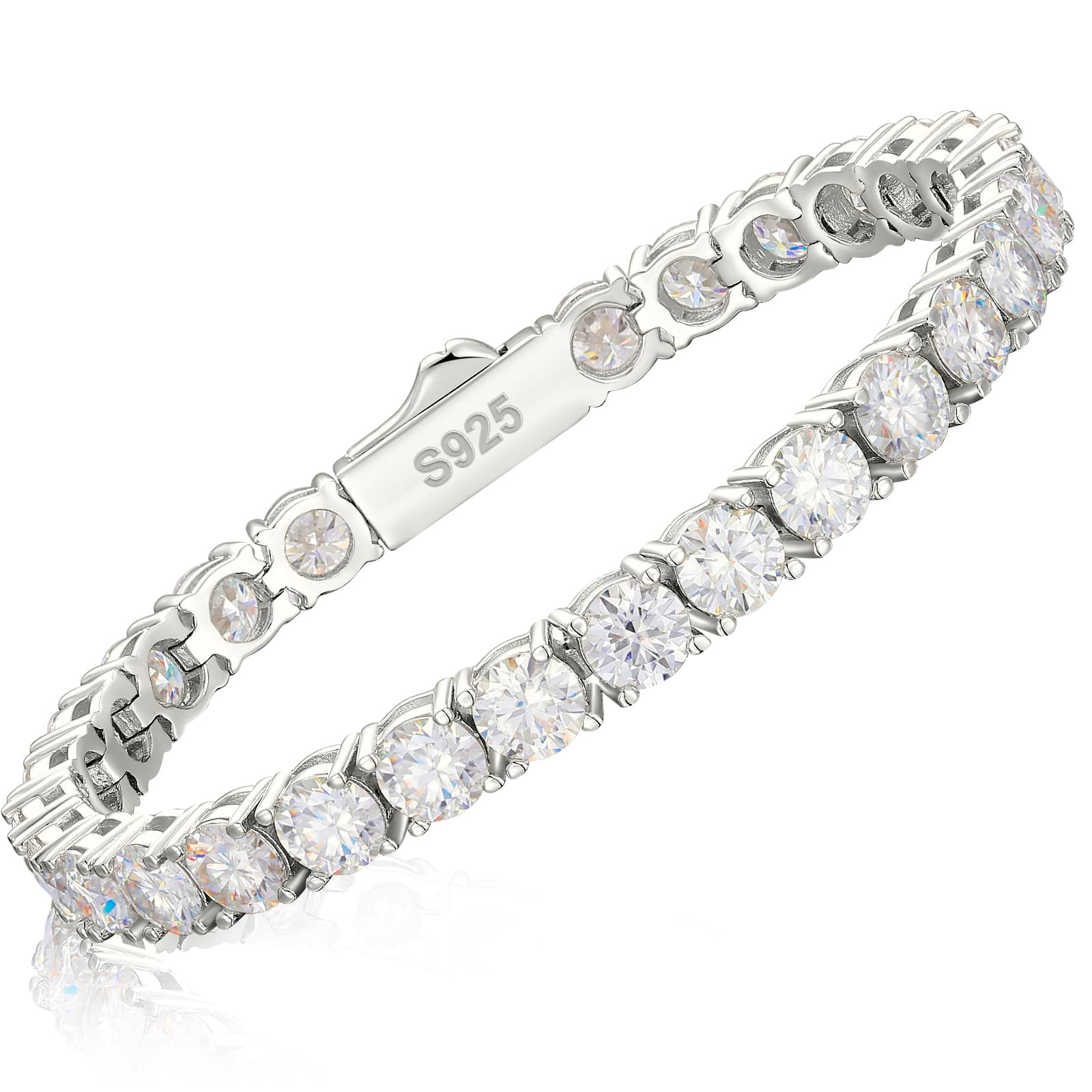 TUHE Moissanite Tennis Bracelet for Women Men 1.92-2.52Carats Moissanite Bracelet 18K White/Yellow Gold Plated 925 Sterling Silver Bracelets 2MM D Color VVS1 Round Brilliant Cut Bracelets 6.5-8.5Inch