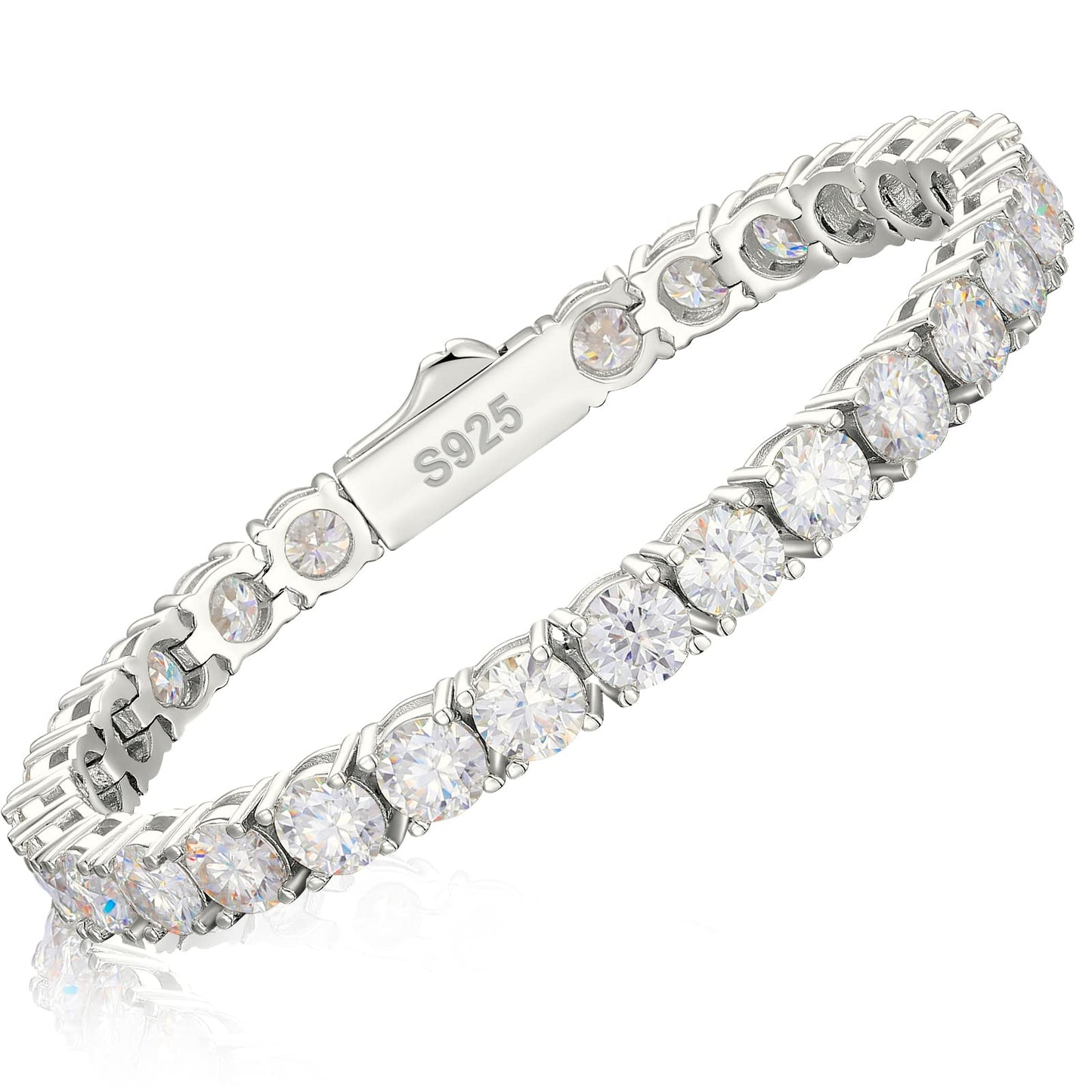 TUHE Moissanite Tennis Bracelet for Women Men 1.92-2.52Carats Moissanite Bracelet 18K White/Yellow Gold Plated 925 Sterling Silver Bracelets 2MM D Color VVS1 Round Brilliant Cut Bracelets 6.5-8.5Inch