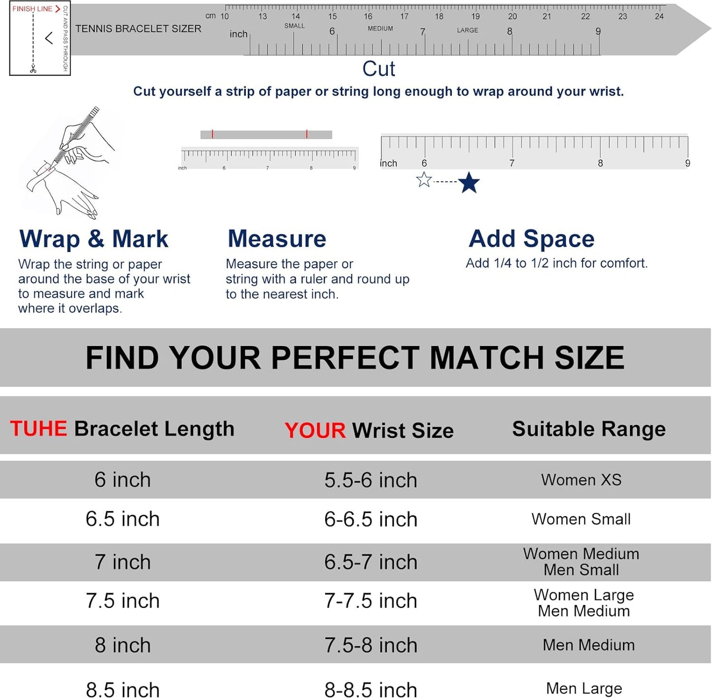 TUHE Moissanite Tennis Bracelet for Women Men 1.92-2.52Carats Moissanite Bracelet 18K White/Yellow Gold Plated 925 Sterling Silver Bracelets 2MM D Color VVS1 Round Brilliant Cut Bracelets 6.5-8.5Inch