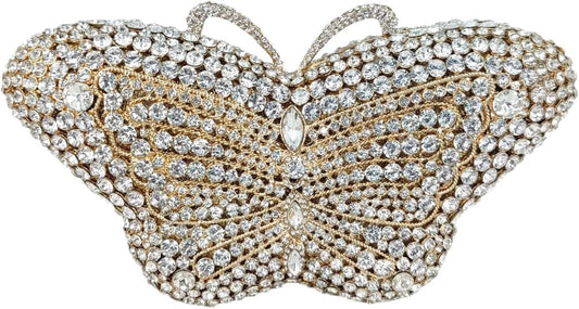 Boutique De FGG Butterfly Crystal Clutch Bags Women Evening Bag Party Rhinestone Handbags Bridal Crystal Clutch Purses,Mini