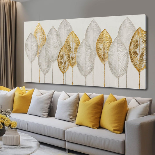 Kureful Abstract Wall Paintings Simple Canvas Wall Art Gold Wall Decor 29"x58" Large Pictures for Living Room Office Decorations