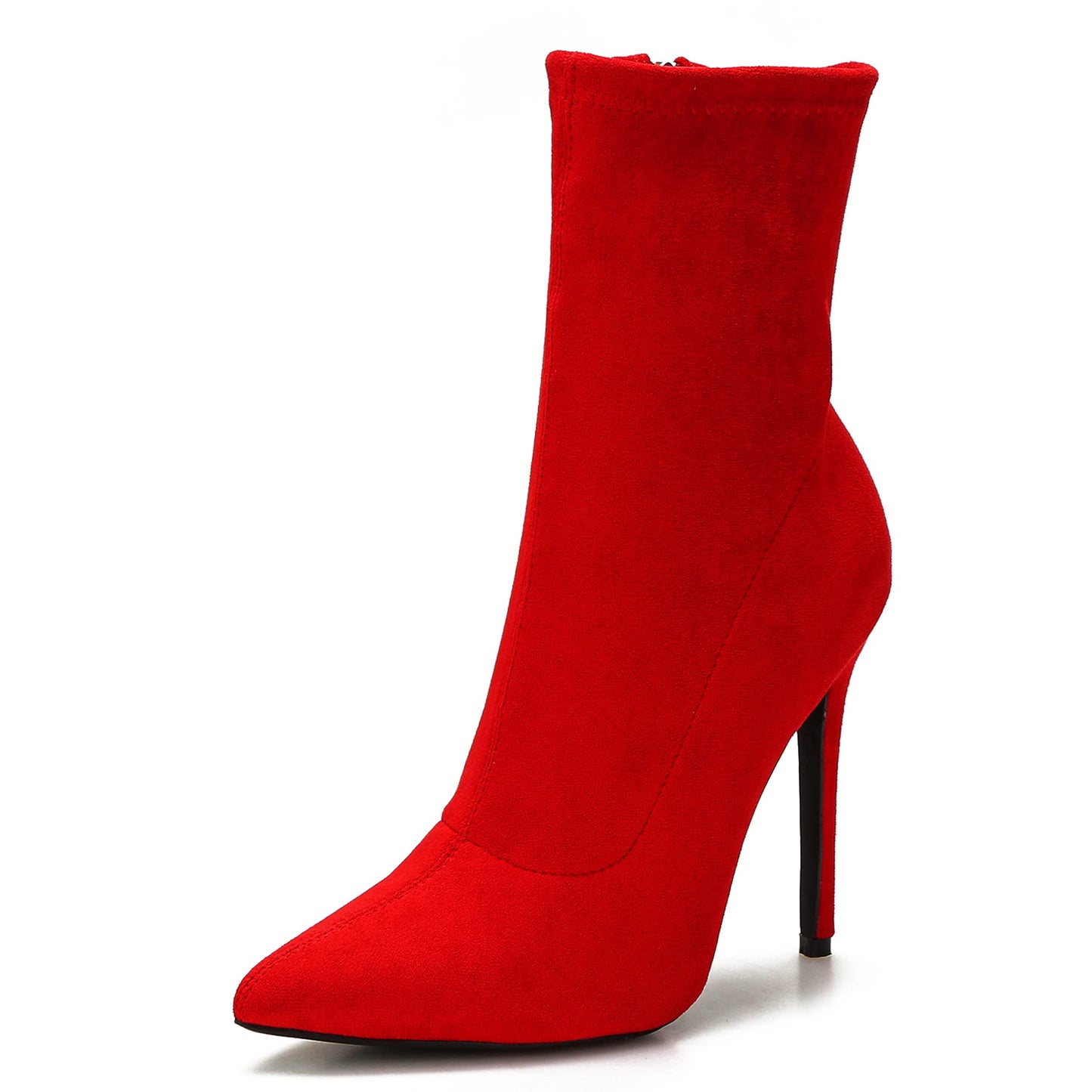 CAMSSOO Women's Ankle Boots Stiletto High Heels Boots Sexy Pointed Toe Side Zipper Sock Boots Comfy Mid Calf Booties