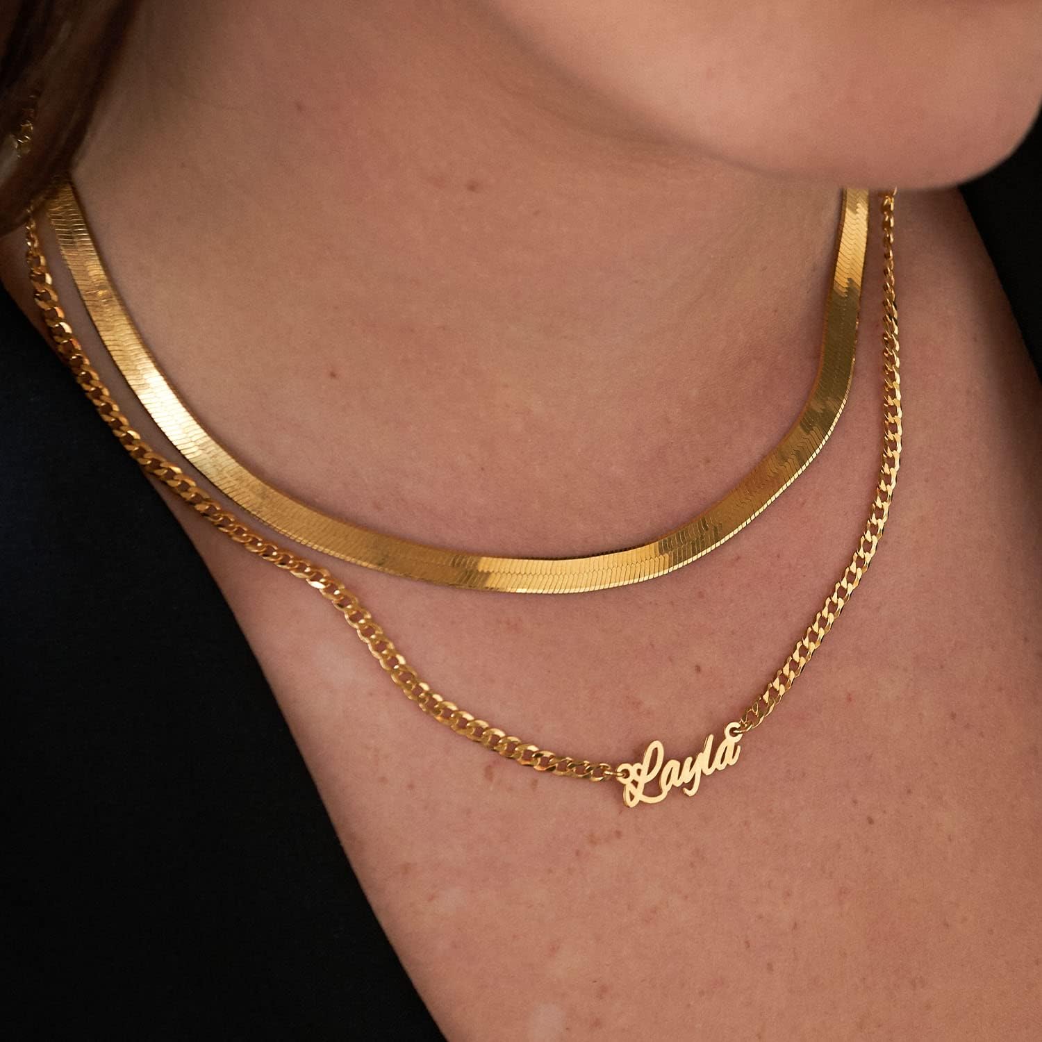 OAK & LUNA - Personalized Name Necklace With Bold Curb Chain - Custom Jewelry for Her, Woman / 925 Sterling Silver, 18K Gold Vermeil/Gift For Birthday, Anniversary