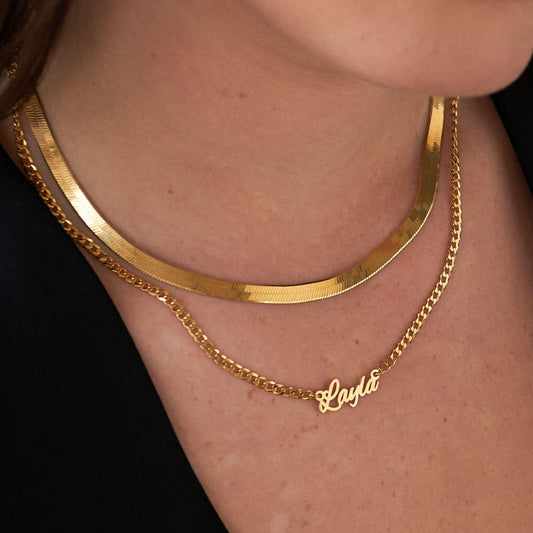 OAK & LUNA - Personalized Name Necklace With Bold Curb Chain - Custom Jewelry for Her, Woman / 925 Sterling Silver, 18K Gold Vermeil/Gift For Birthday, Anniversary