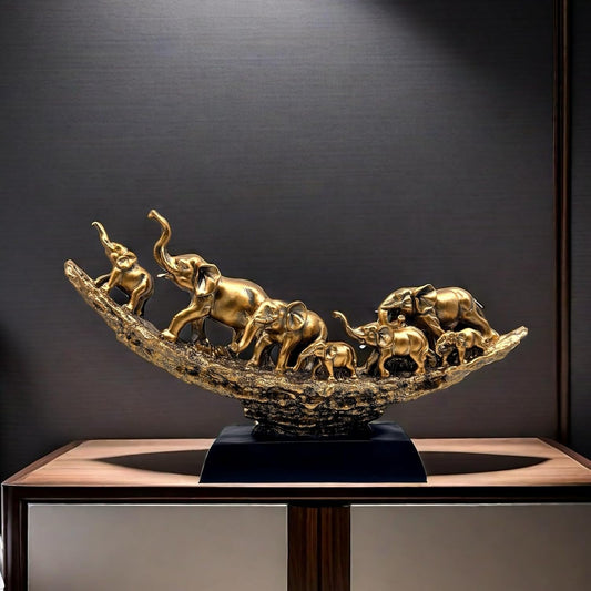 Elephant Herd with Babies Statue Elephants Family Frgurines Sculpture for Home Office Living Room Desktop Decoration Figurines Indoor Feng Shui Decor Bronze