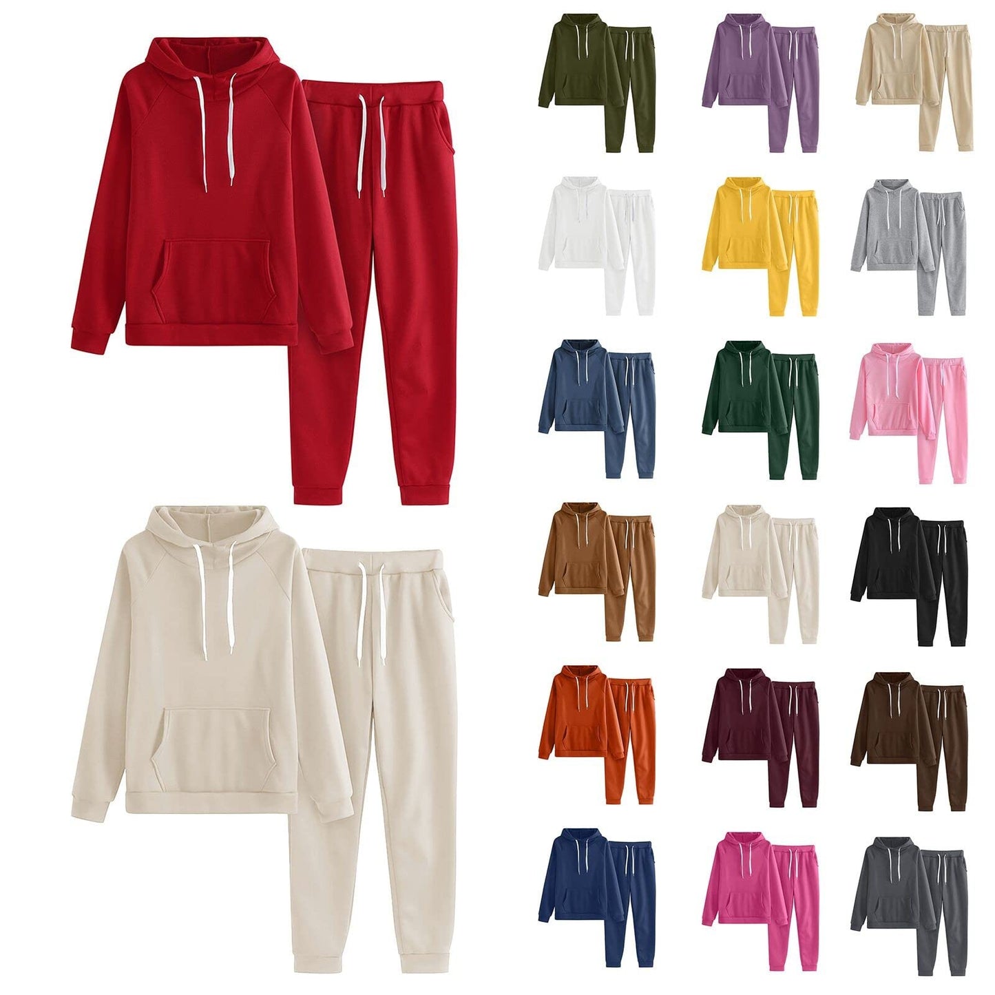 Unisex 2 PC Sweatsuit Set Men Women Oversized Long Sleeve Hoodie Pullover Sweatshirt Tracksuit Jogger Sweatpants