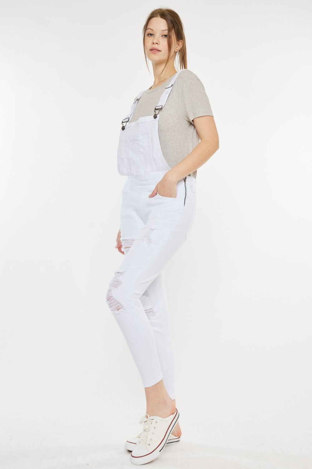 Kancan Distressed Skinny Denim Overalls-3