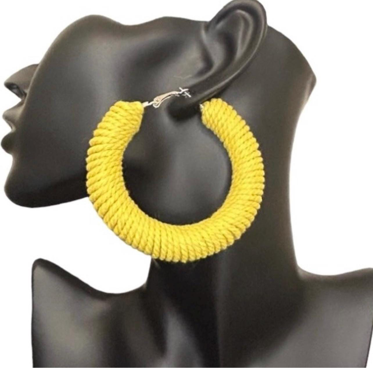 42| Earrings – Modern Contrast Statement Jewelry, Macrame Cord (See available colors)