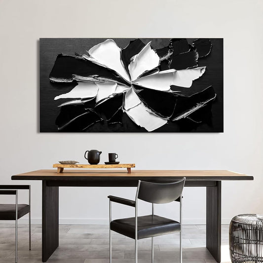 Abstract Wall Art Decoration Modern Large Wall Art for Living Room Abstract Canvas Art Wall Decor Minimalist Black and White Wall Art Prints Flowers Artwork for Walls Bedroom Office Decor 24"X48"
