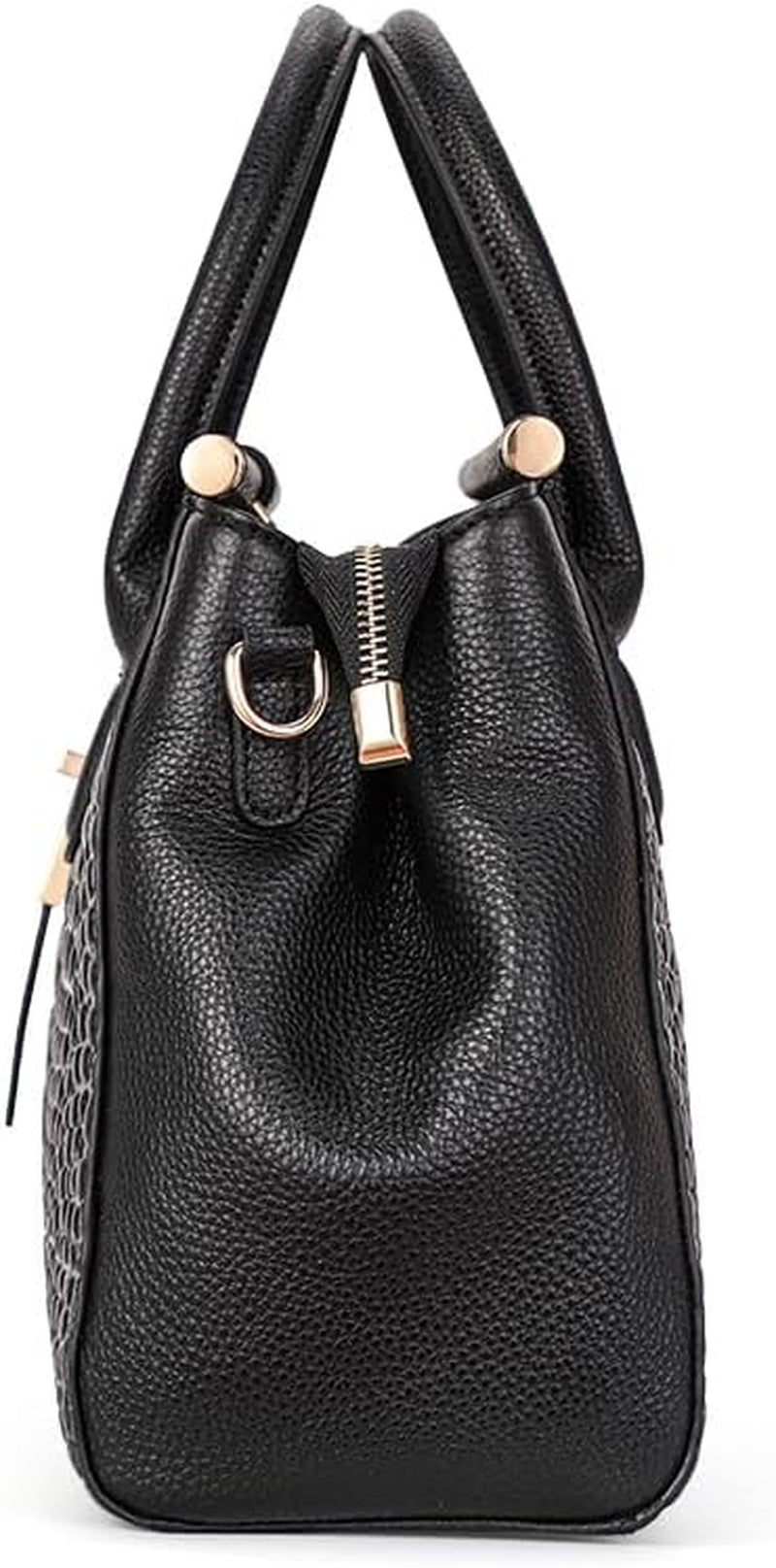 Genuine Leather Crocodile Print Handbag - Large Capacity, Detachable Strap, Color-Blocked, Women'S Cross-Body Tote