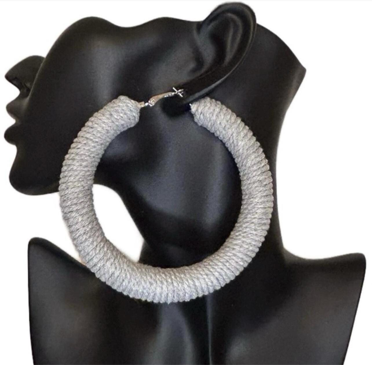 42| Macramé Hoop Earrings – Handmade Boho Statement (See available colors)