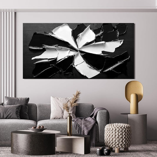 Abstract Wall Art Decoration Modern Large Wall Art for Living Room Abstract Canvas Art Wall Decor Minimalist Black and White Wall Art Prints Flowers Artwork for Walls Bedroom Office Decor 24"X48"