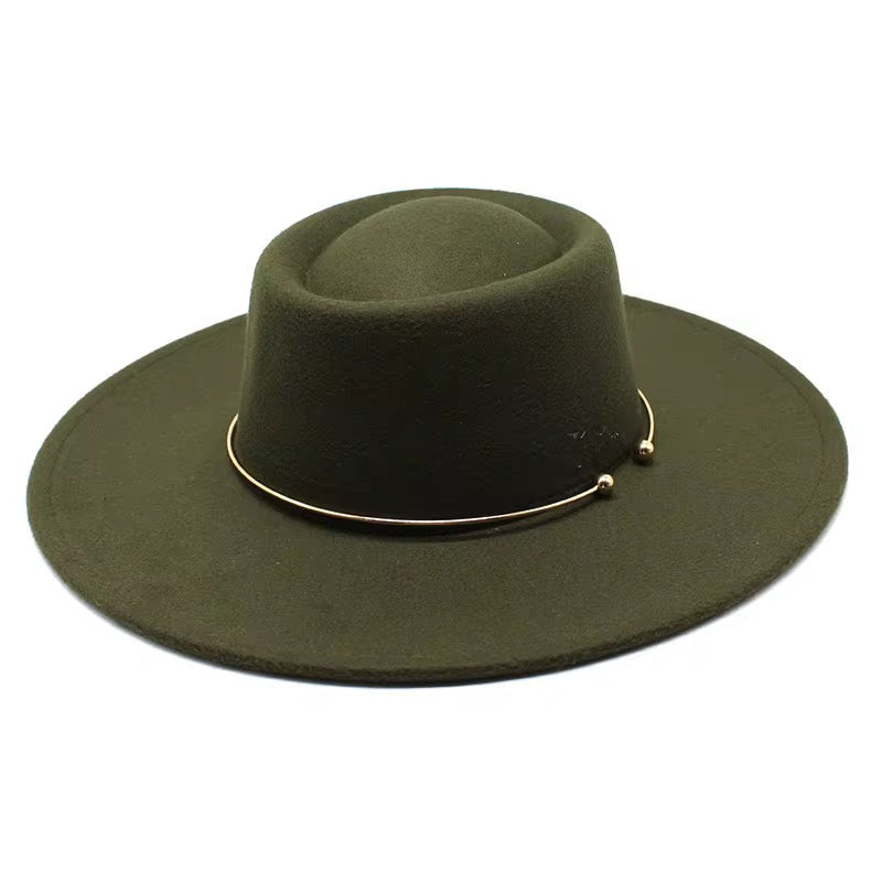 Round Radiant Widebrim Fedora- OliveGreen-0