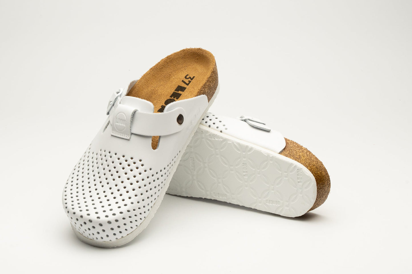 Edita by LEON– Women’s Leather Clog- Orthopedic Cork-style Clog with Adjustable Buckle-1