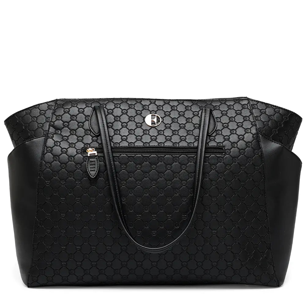 Compass Vegan Leather Monogram Tote Bag-0