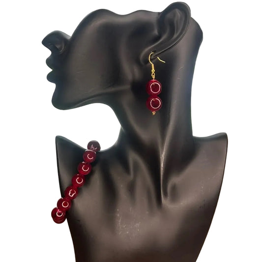 Ruby’s Kiss Bracelet & Earring Set, 14mm