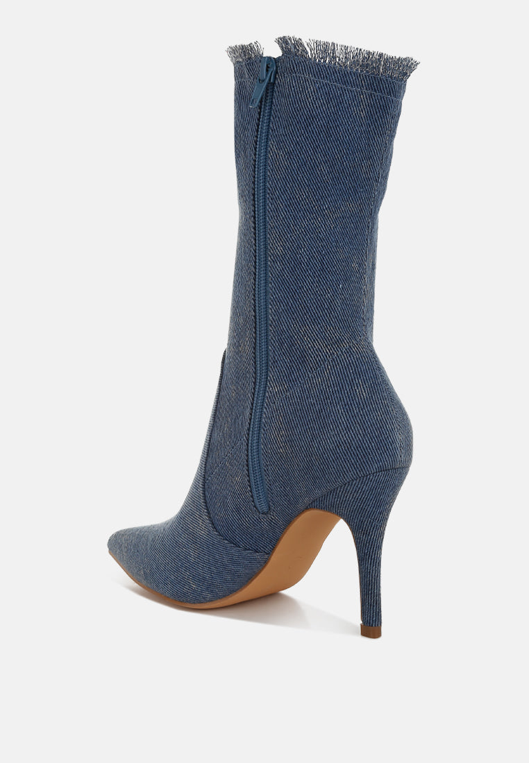 Himkok Distressed Denim Mid-Calf Boots-3