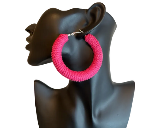 Hot Pink Textured Hoop Earring