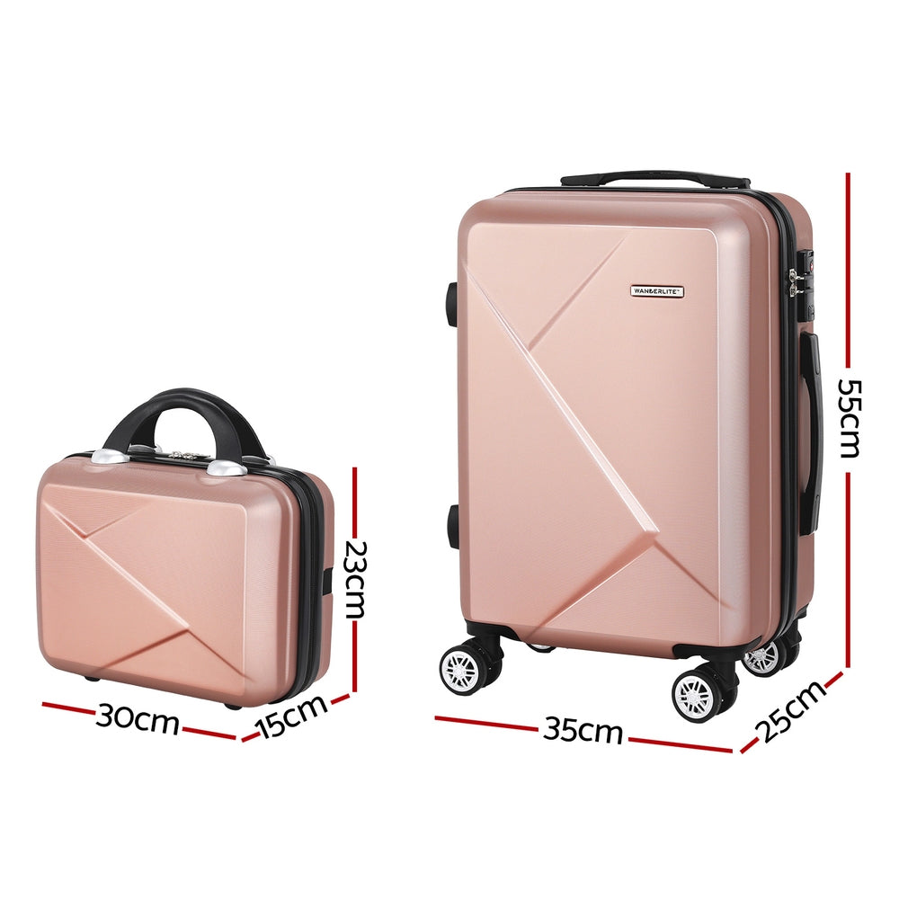 NNEDSZ 2pc Luggage 12" 20" Trolley Travel Suitcase Storage Carry On TSA Lock Rose Gold-1