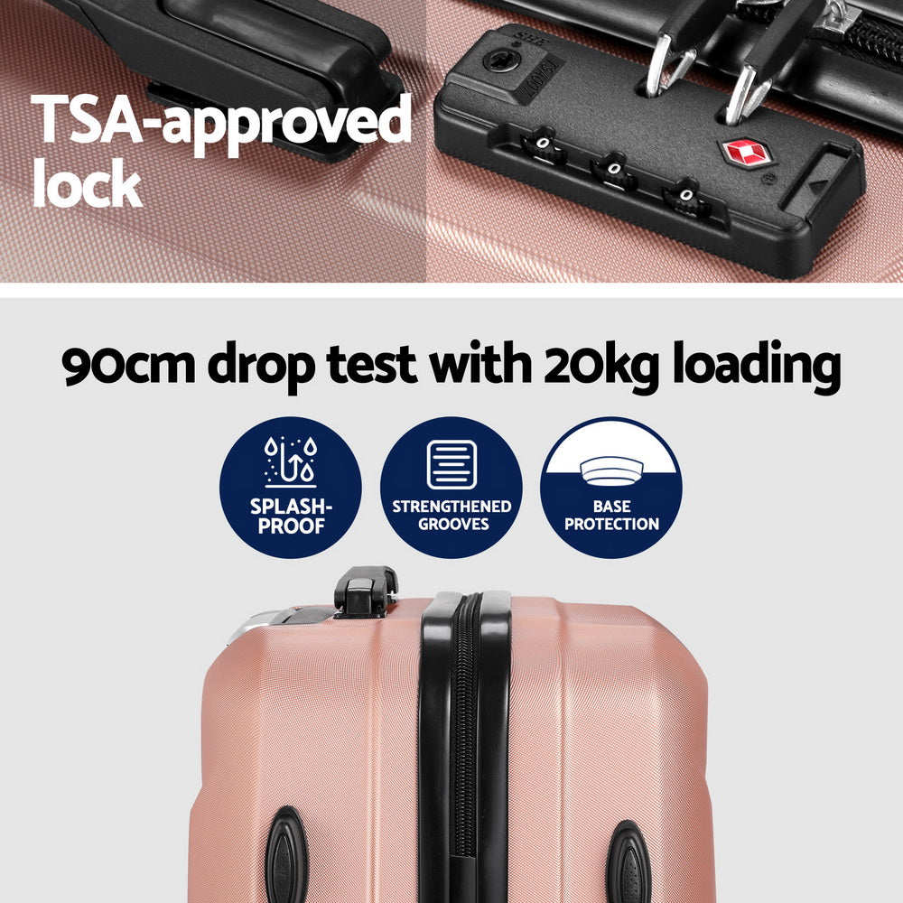 NNEDSZ 2pc Luggage 12" 20" Trolley Travel Suitcase Storage Carry On TSA Lock Rose Gold-4