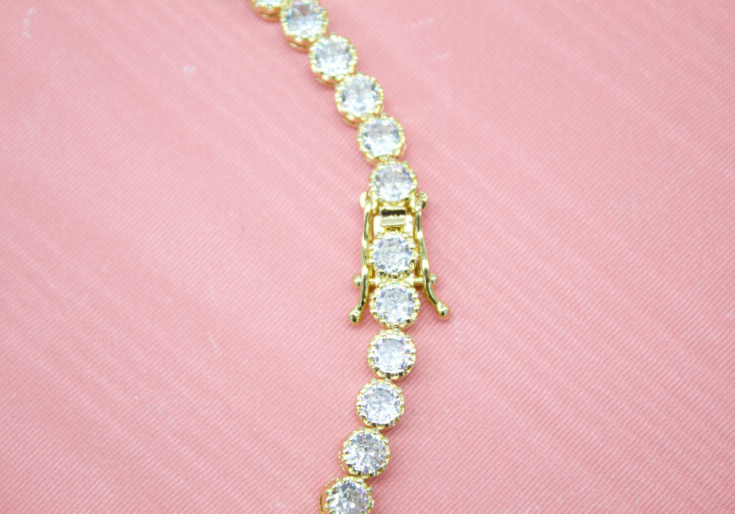 5MM Diamond Cut Round Clear CZ Tennis Bracelet (I133)-0