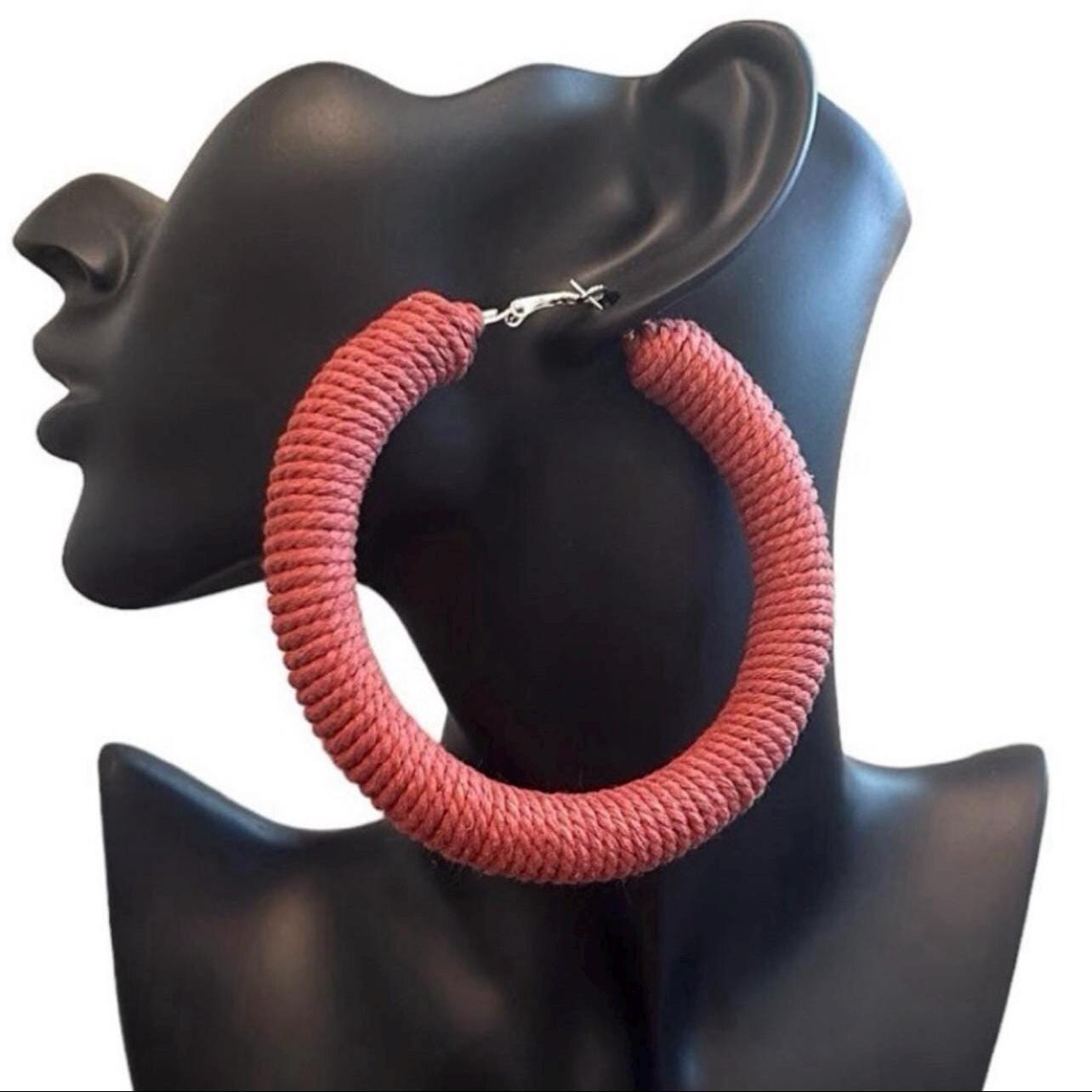 42| Macramé Hoop Earrings – Handmade Boho Statement (See available colors)