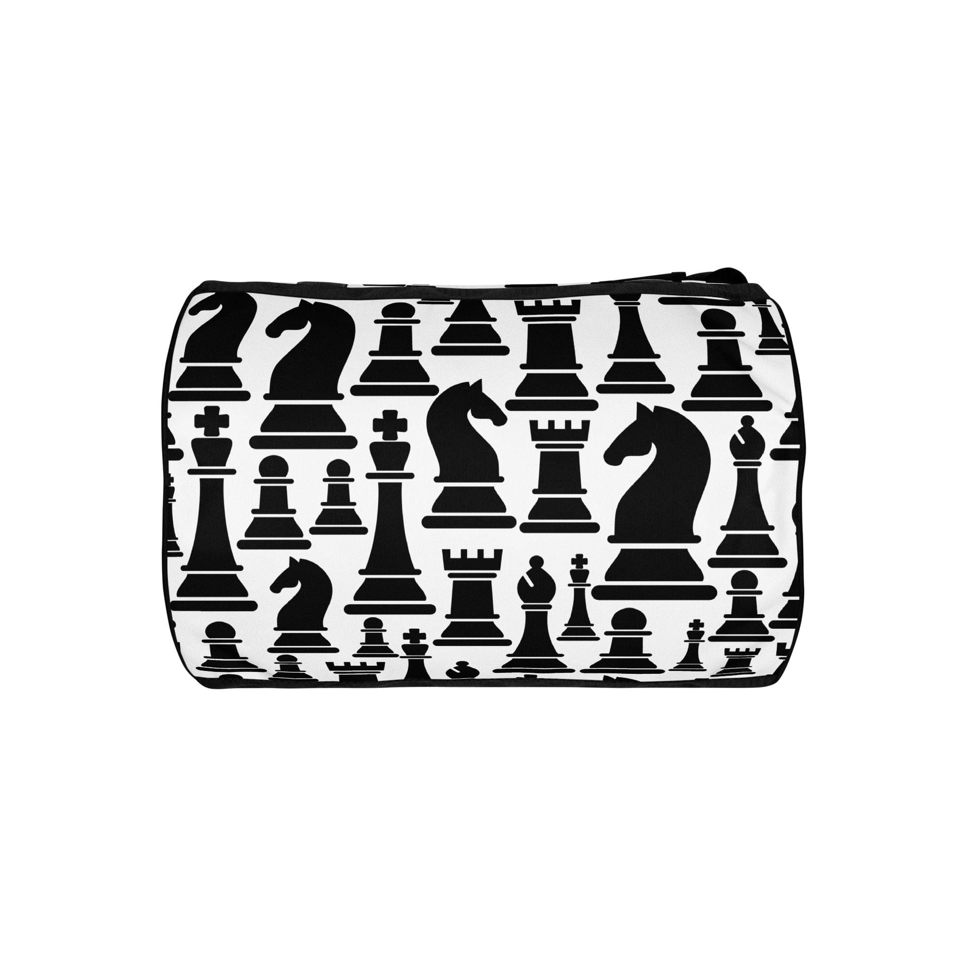 Crossbody Water-resistant Travel Bag - Black and White Chess Print-3