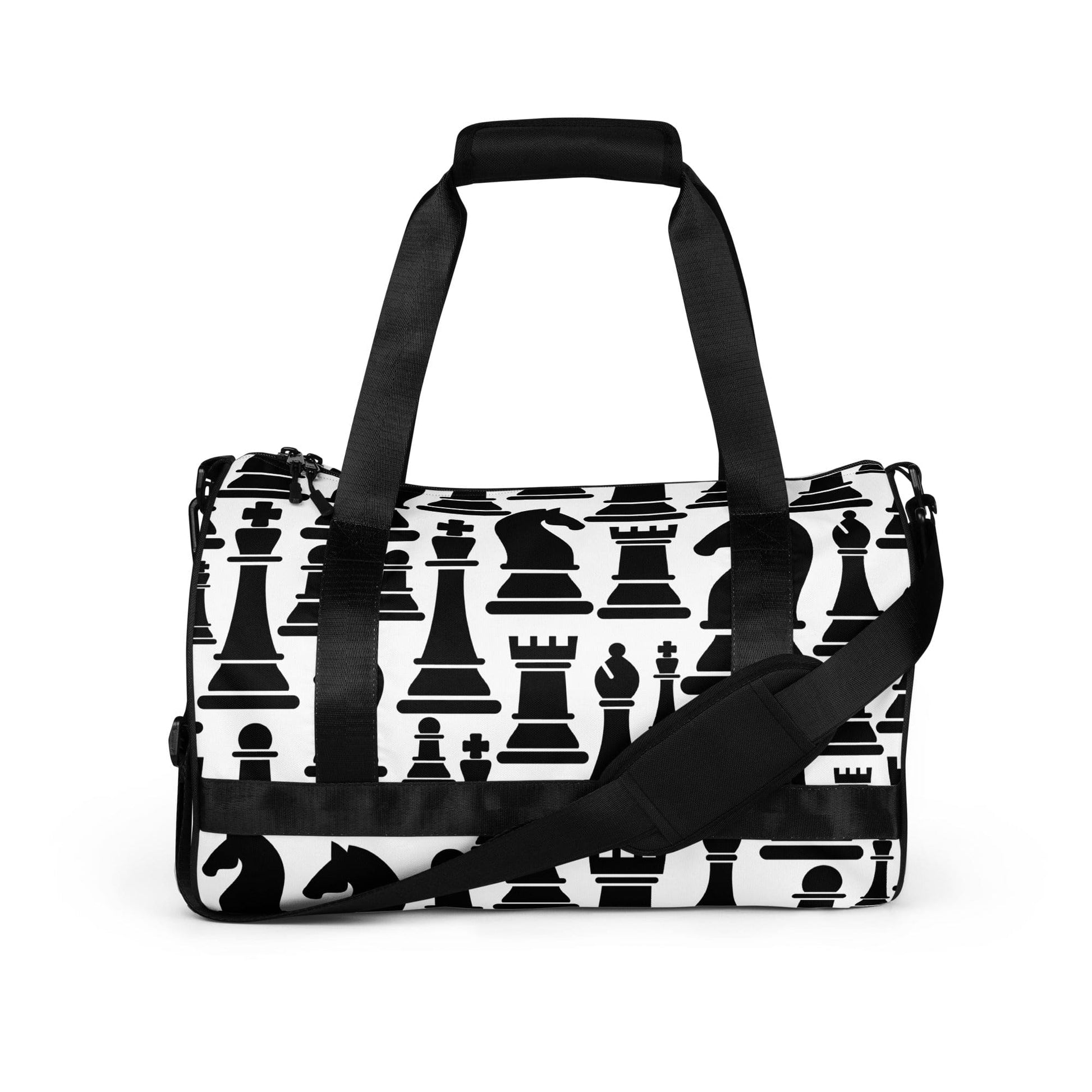 Crossbody Water-resistant Travel Bag - Black and White Chess Print-0