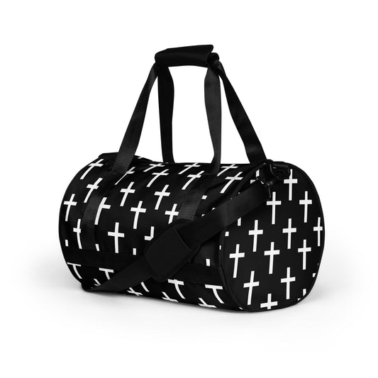 Crossbody Water-resistant Travel Bag - Black and White Seamless Cross-4
