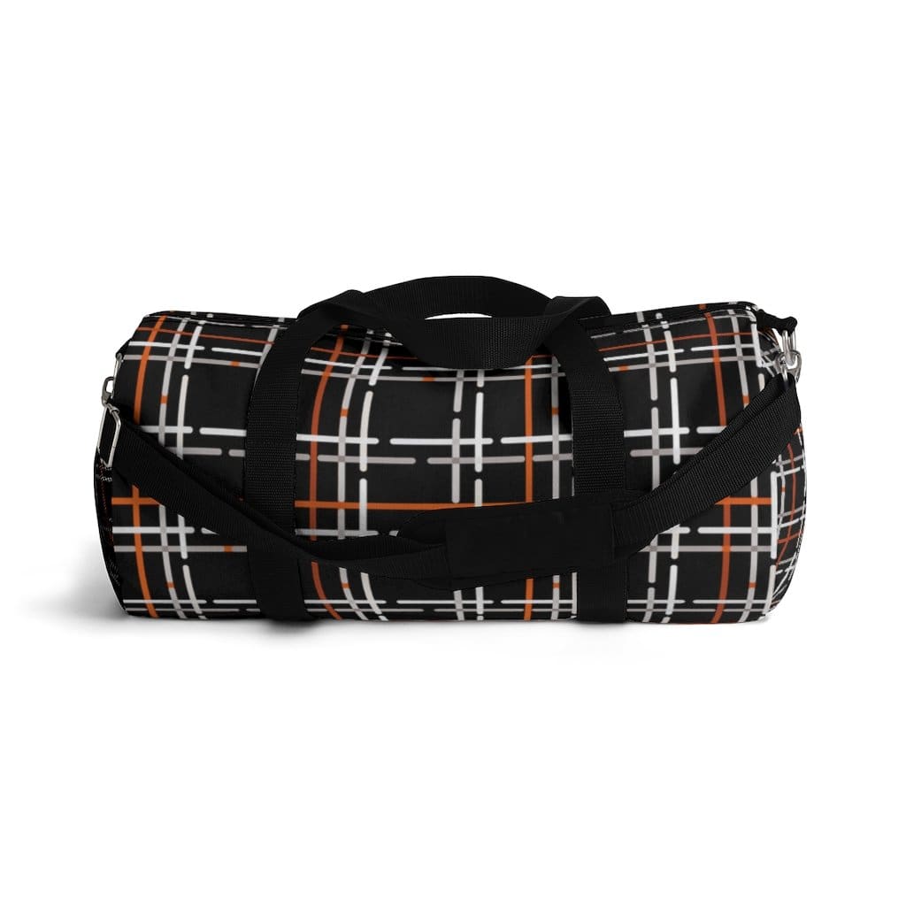 Duffel Bag - Carry on Luggage - Black and Orange Plaid-3