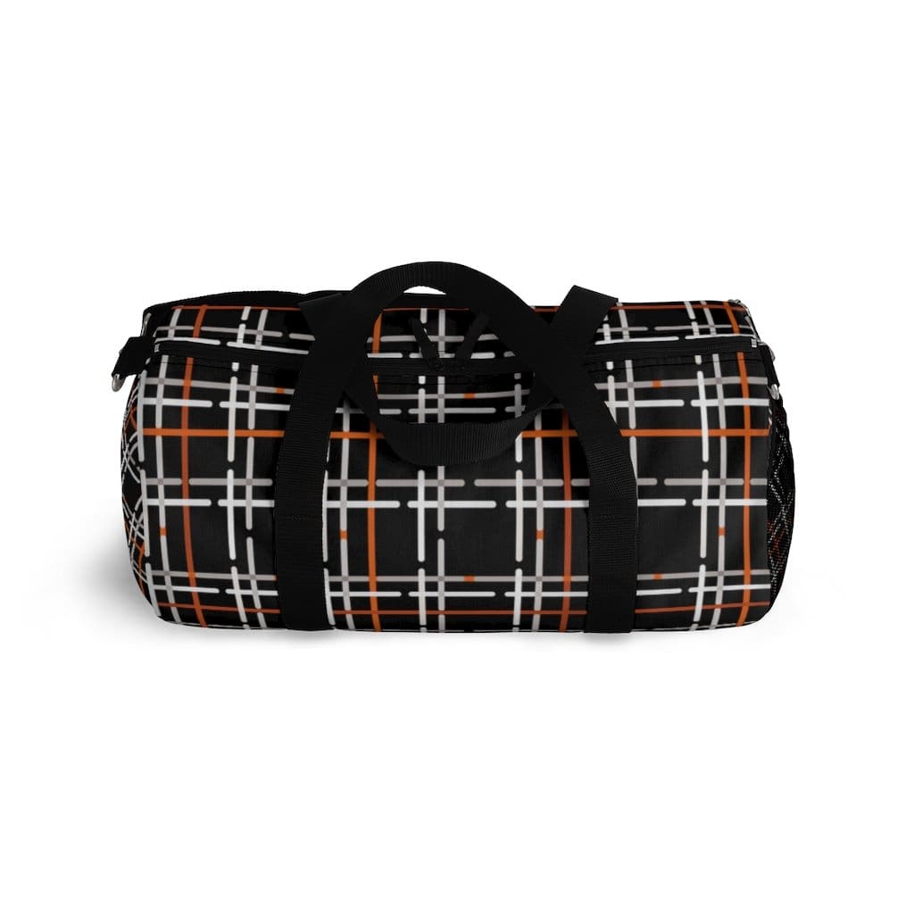 Duffel Bag - Carry on Luggage - Black and Orange Plaid-4