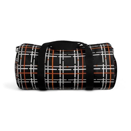 Duffel Bag - Carry on Luggage - Black and Orange Plaid-0