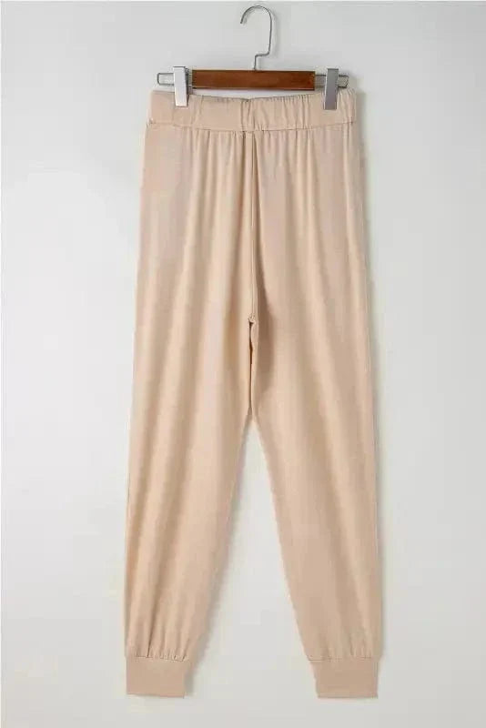 Duster Cardigan and Skinny Pants Lounge Set - Parchment-4
