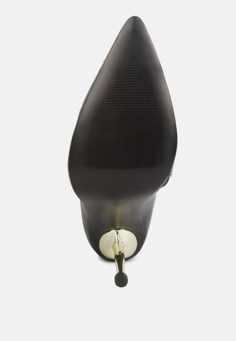 Hale Faux Leather Pointed Heel Calf Boots-4