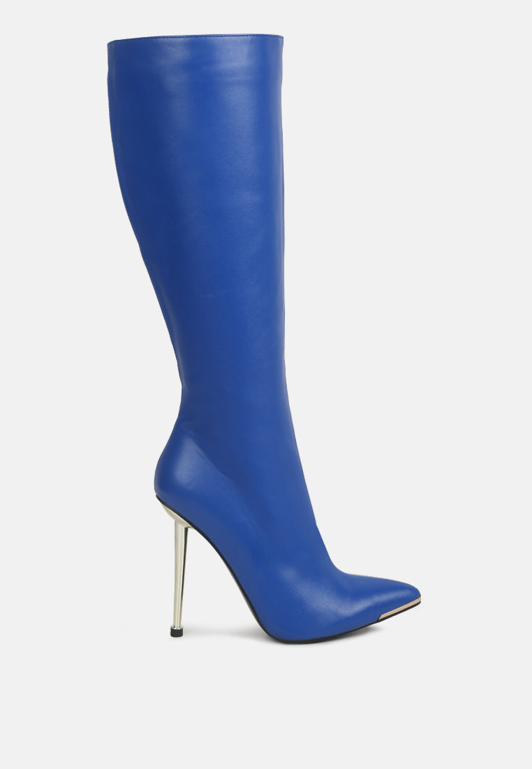 Hale Faux Leather Pointed Heel Calf Boots-6